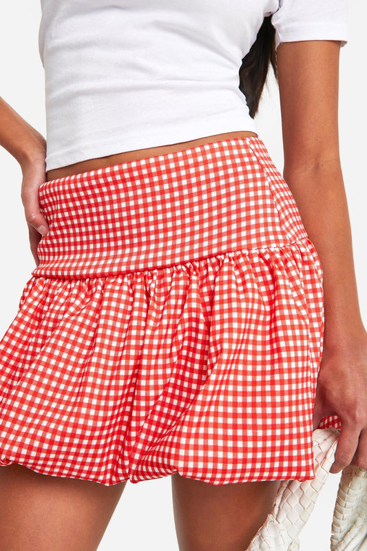 Arrival Spring Summer Casual Women Plaid A line Flared Mini Skirt