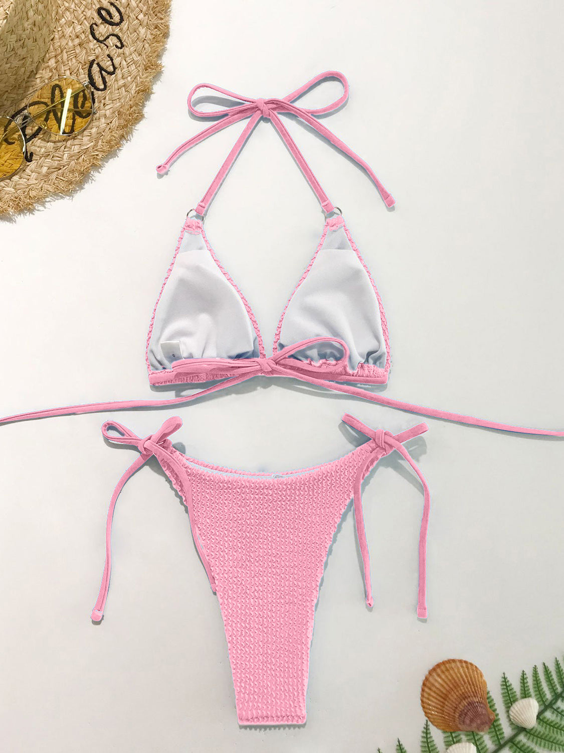 Ensemble de bikini deux pièces texturé à col licou