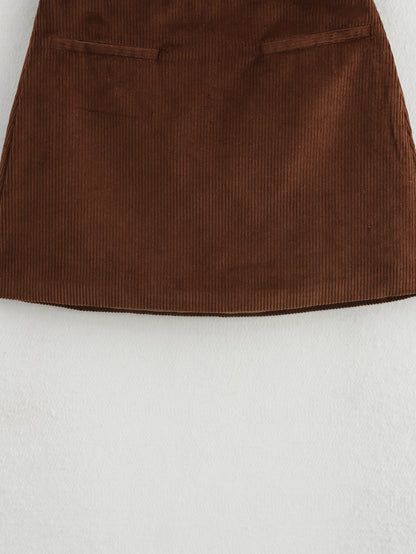 Autumn Winter Brown Skirt Women Corduroy Skirt High Waist A line Sheath Autumn Skirt