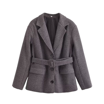 Ensemble jupe blazer simple en laine pour femme, vêtements d'automne