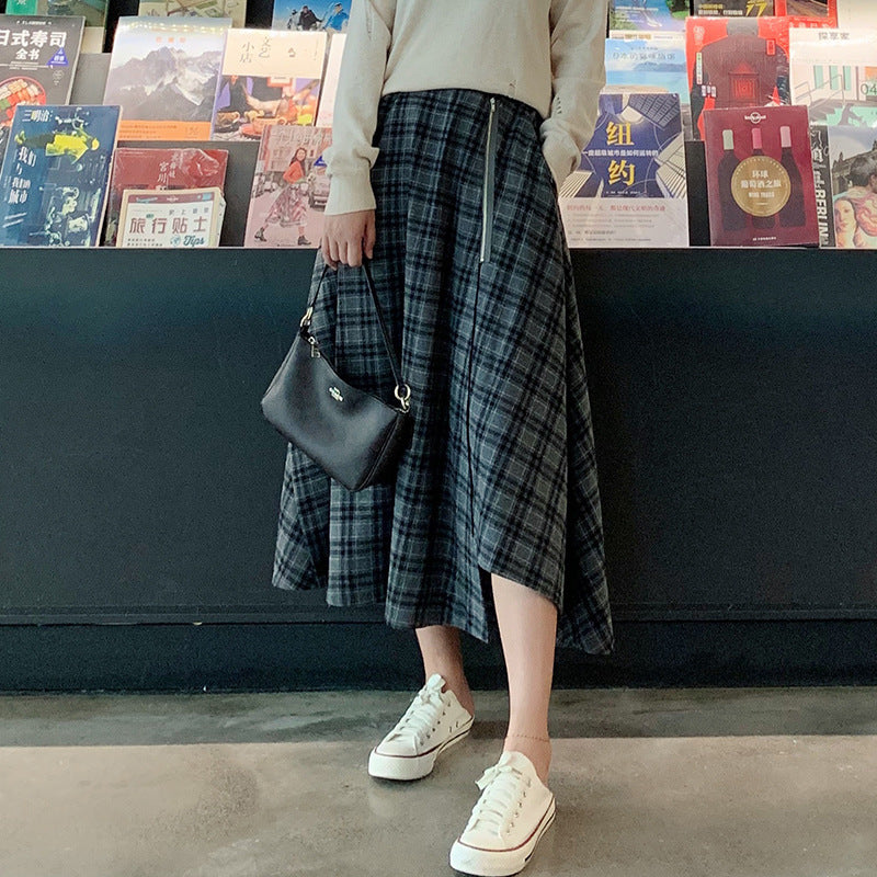 Woolen plaid skirt