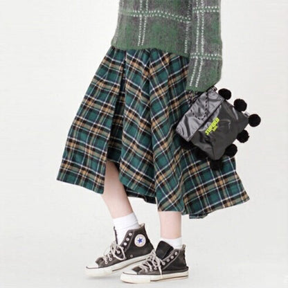 Woolen plaid skirt