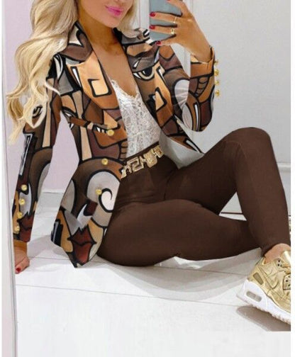 Casual Fashion Set Women's Suit Pink Suit Yellow Brown Striped Dotted Chain