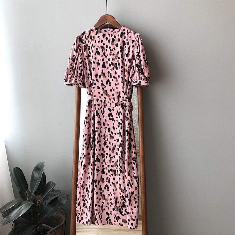 Robe d'été élégante coréenne pour femmes, taille serrée, Slim, Sexy, imprimé léopard, Maxi