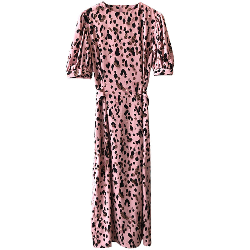 Robe d'été élégante coréenne pour femmes, taille serrée, Slim, Sexy, imprimé léopard, Maxi