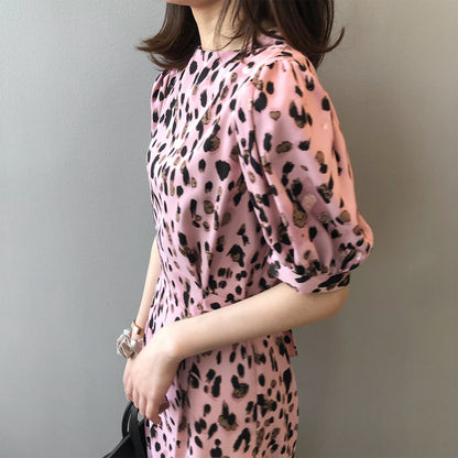 Robe d'été élégante coréenne pour femmes, taille serrée, Slim, Sexy, imprimé léopard, Maxi