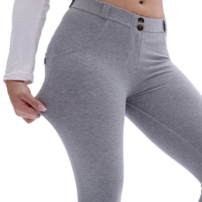 Pantalones de yoga blancos Medias de tiro medio tejidas