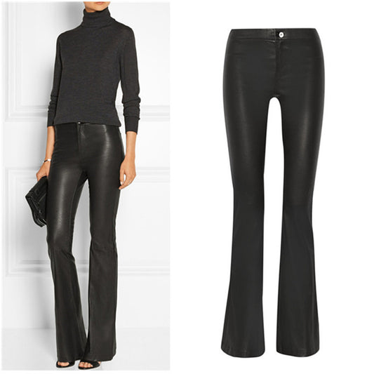 Classic Retro Women's Trousers European And American Style High Waist Slim Flared Pants