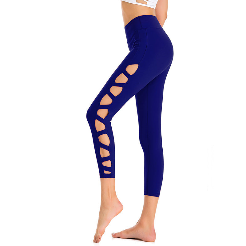 Ropa de yoga Pantalones sexys huecos de 7 puntos Pantalones deportivos Pantalones deportivos de secado rápido Pantalones cortos de yoga profesionales