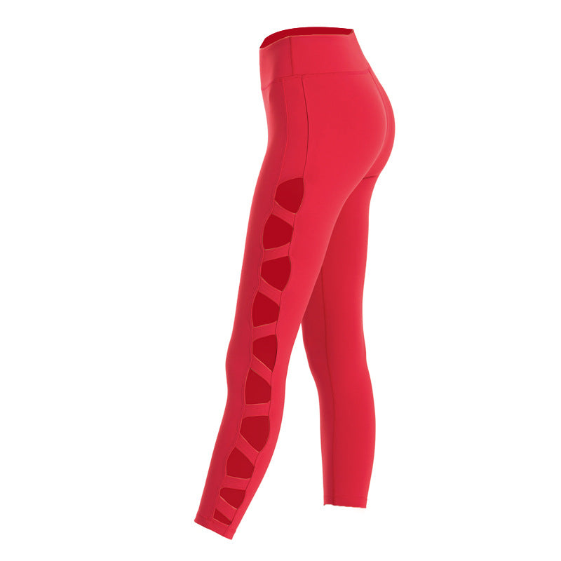 Ropa de yoga Pantalones sexys huecos de 7 puntos Pantalones deportivos Pantalones deportivos de secado rápido Pantalones cortos de yoga profesionales