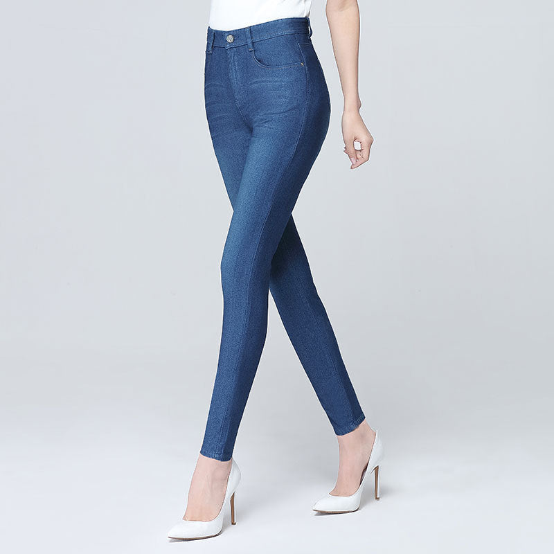 Jeans doux en soie glacée pour dames simples à la mode