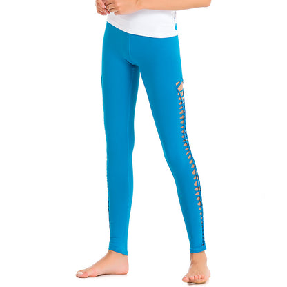 Pantalones de yoga Pantalones ajustados tejidos huecos para mujer