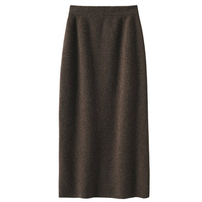 Women's Wool Four-flat Thickened Skirt Autumn And Winter Cashmere Knitted Dress Slimming Skirt Straight