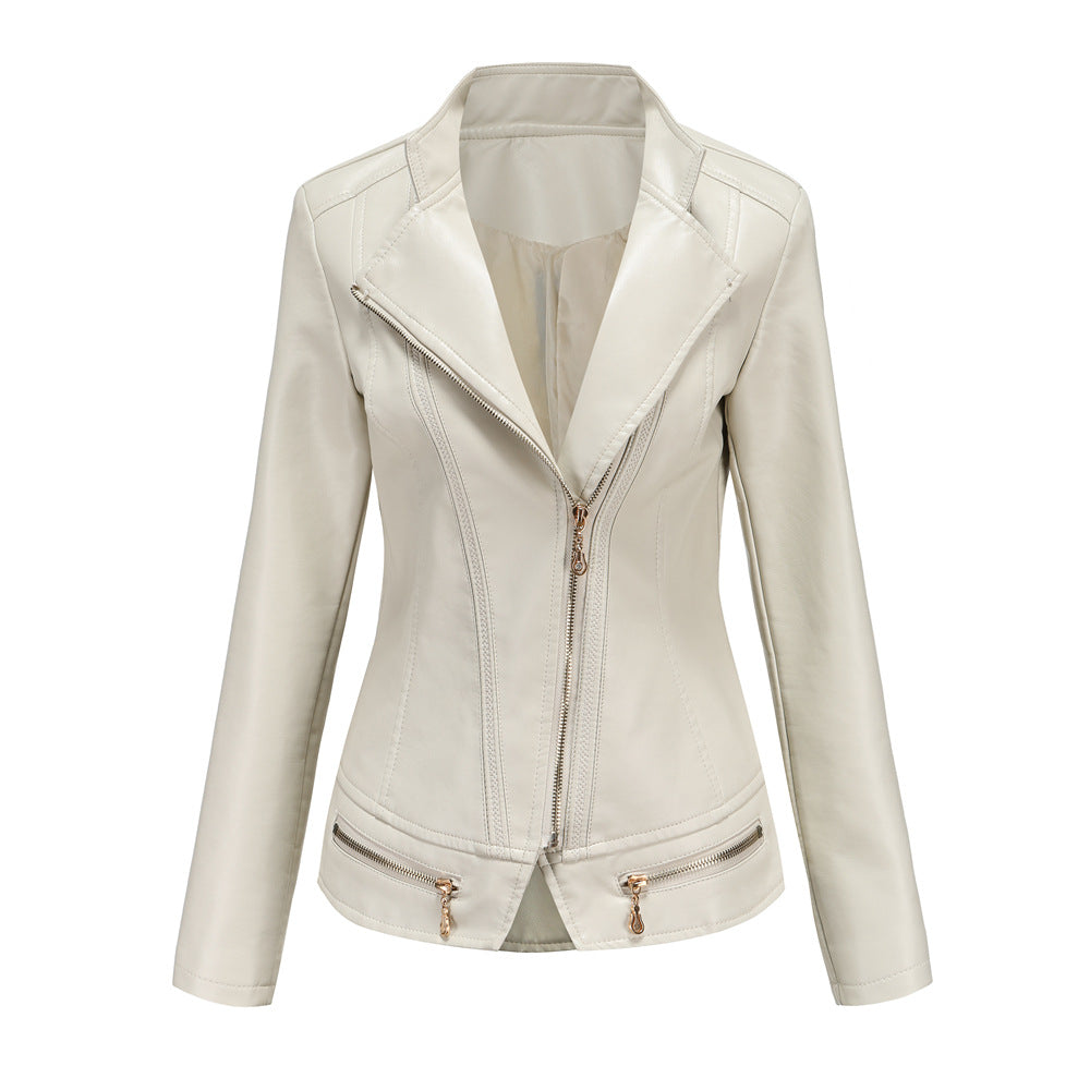 Abrigo fino de piel sintética para mujer, chaqueta de mujer para primavera y otoño, ropa informal