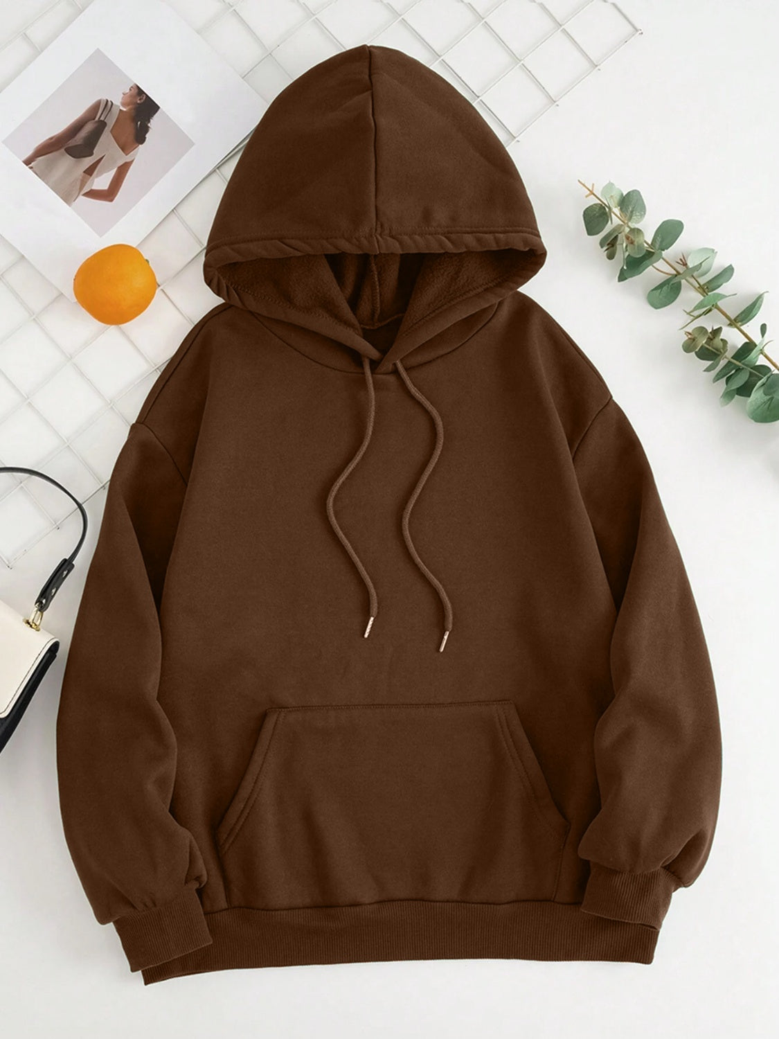 Drawstring Dropped Shoulder Hoodie