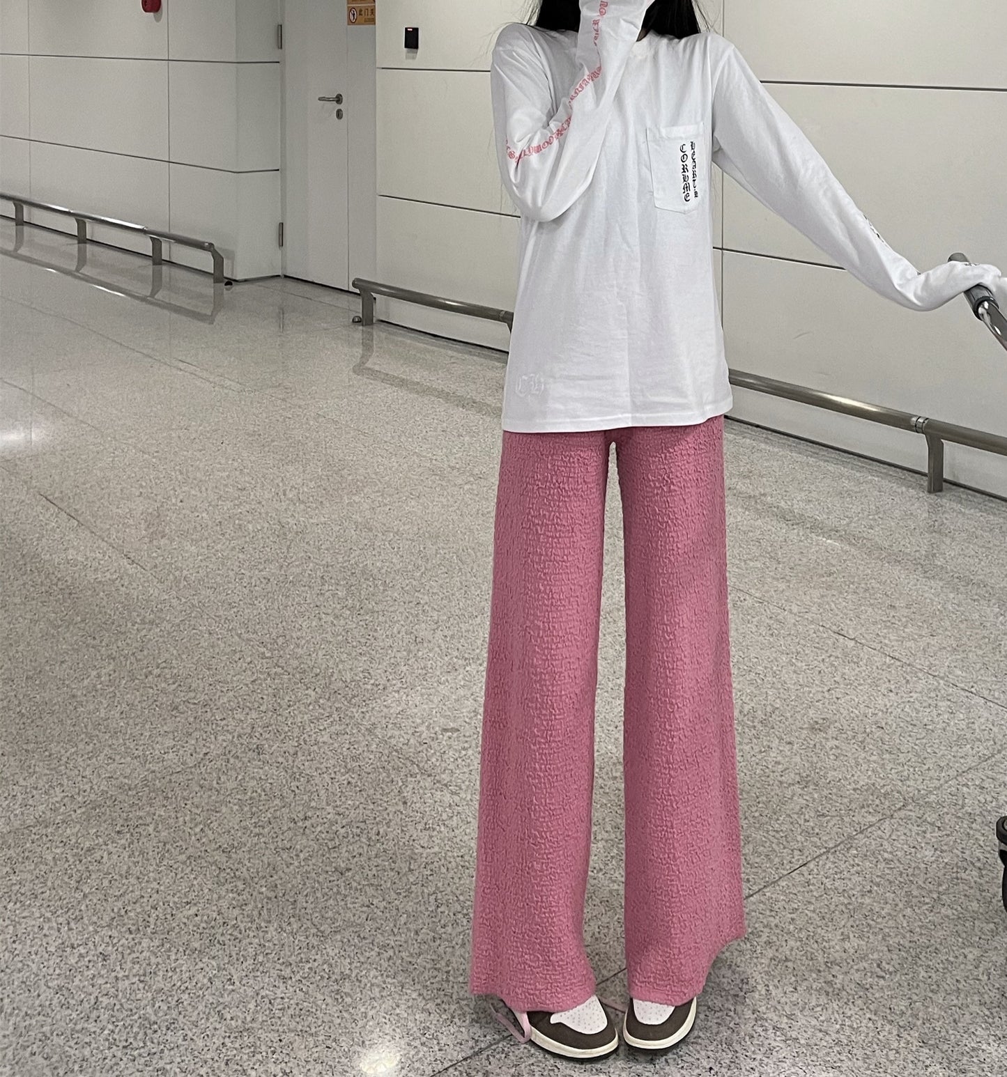 Women's Knitted Wool Drape Wide Leg Pants