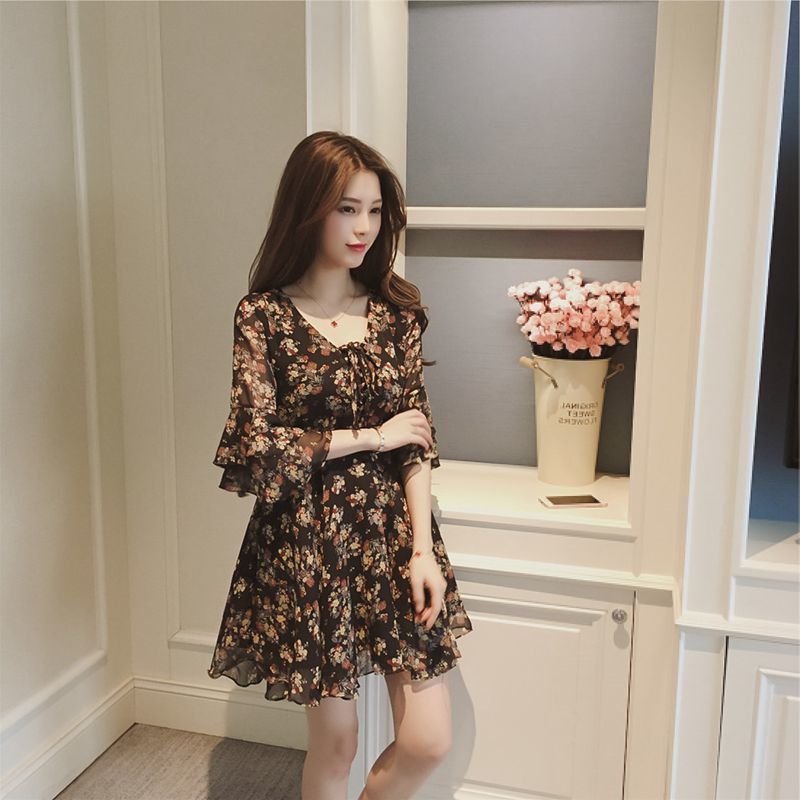 Women's Small Summer Chiffon Floral Dress