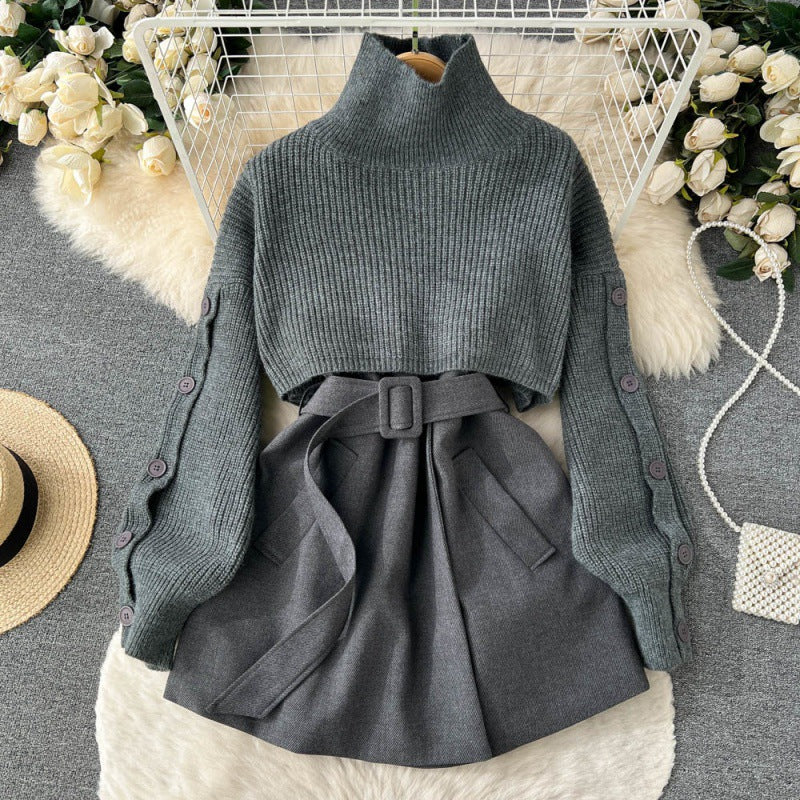 Women's Fashion Short Temperamental Sweater Vest Suit Skirt Two-piece Set