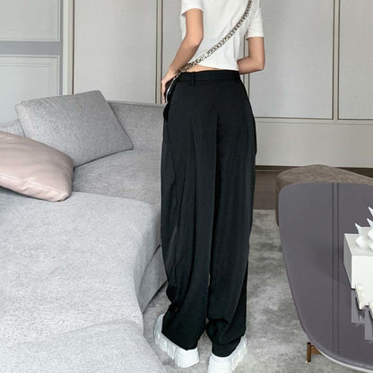 Black straight mop suit pants