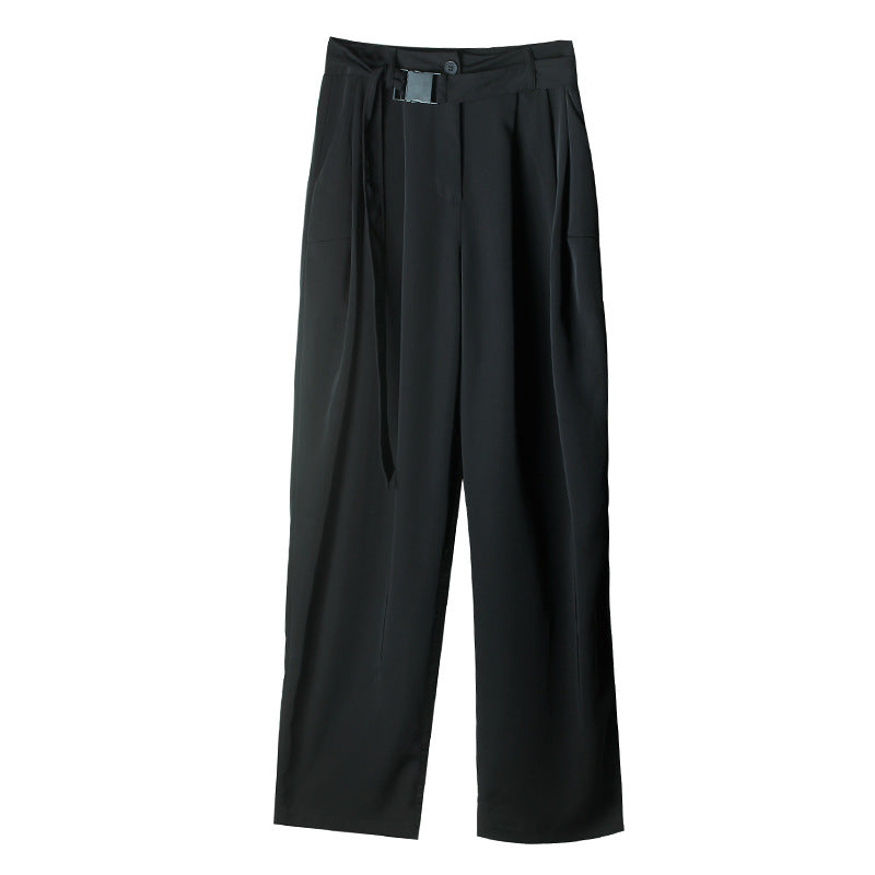 Black straight mop suit pants