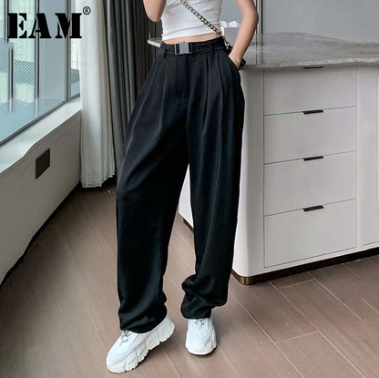 Black straight mop suit pants