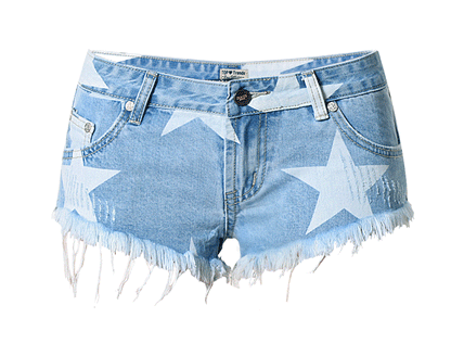 Beach Vacation Night Club Women's Clothing Ultra Short Pants XINGX Printed Tassel Denim Shorts