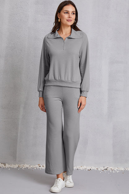 Ensemble sweat-shirt et pantalon à col demi-zippé