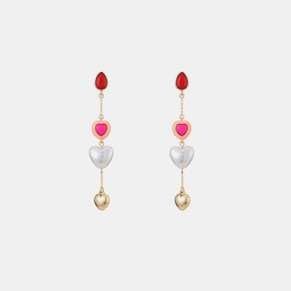 Boucles d'oreilles pendantes en alliage cœur