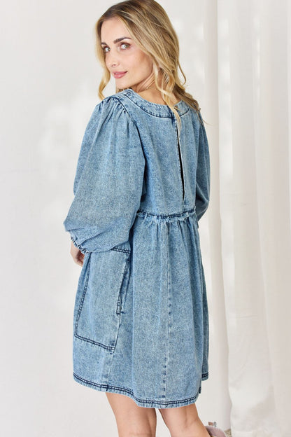 HEYSON Robe babydoll surdimensionnée en denim pleine taille