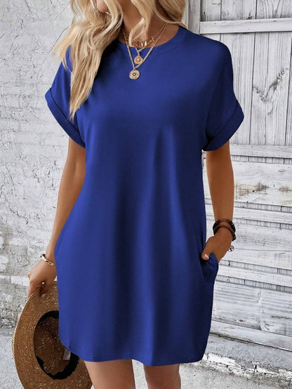 Women's Loose Short Sleeve Pocket Dress