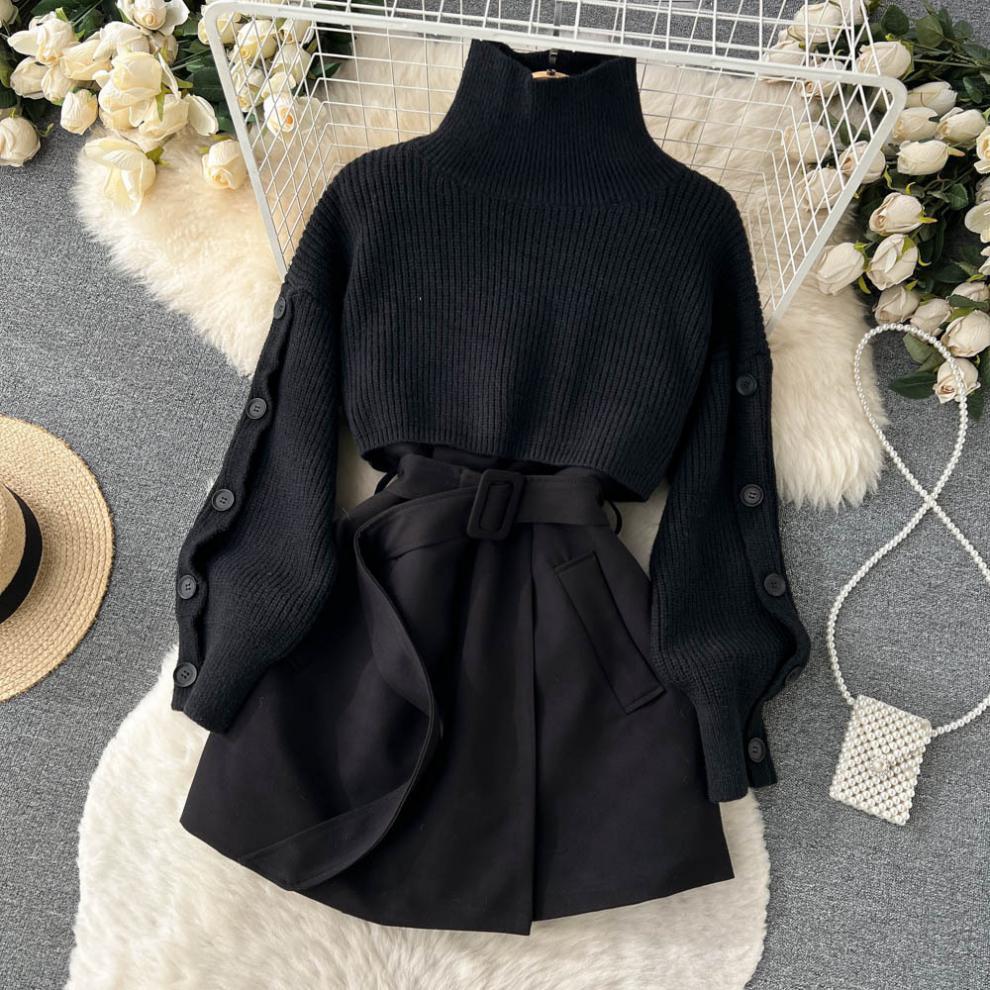 Women's Fashion Short Temperamental Sweater Vest Suit Skirt Two-piece Set