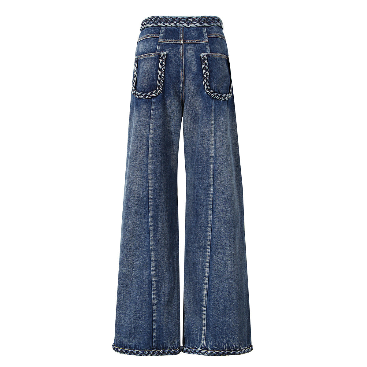 Women's Handmade Braided Wide Leg Jeans