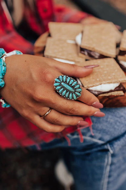 Bague Turquoise Ovale Vintage Verte