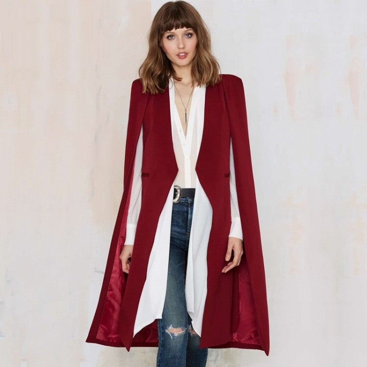 Manteau décontracté pour femme automne hiver cape sans boucle châle coupe-vent