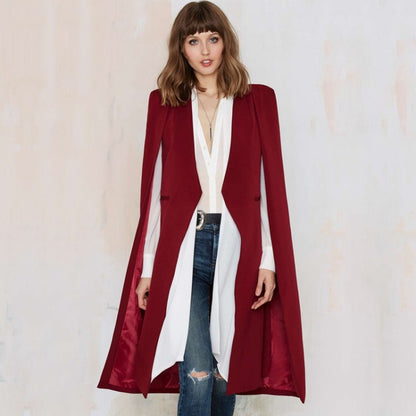 Manteau décontracté pour femme automne hiver cape sans boucle châle coupe-vent