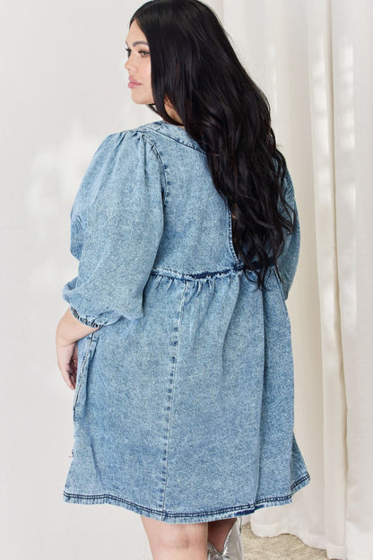 HEYSON Robe babydoll surdimensionnée en denim pleine taille