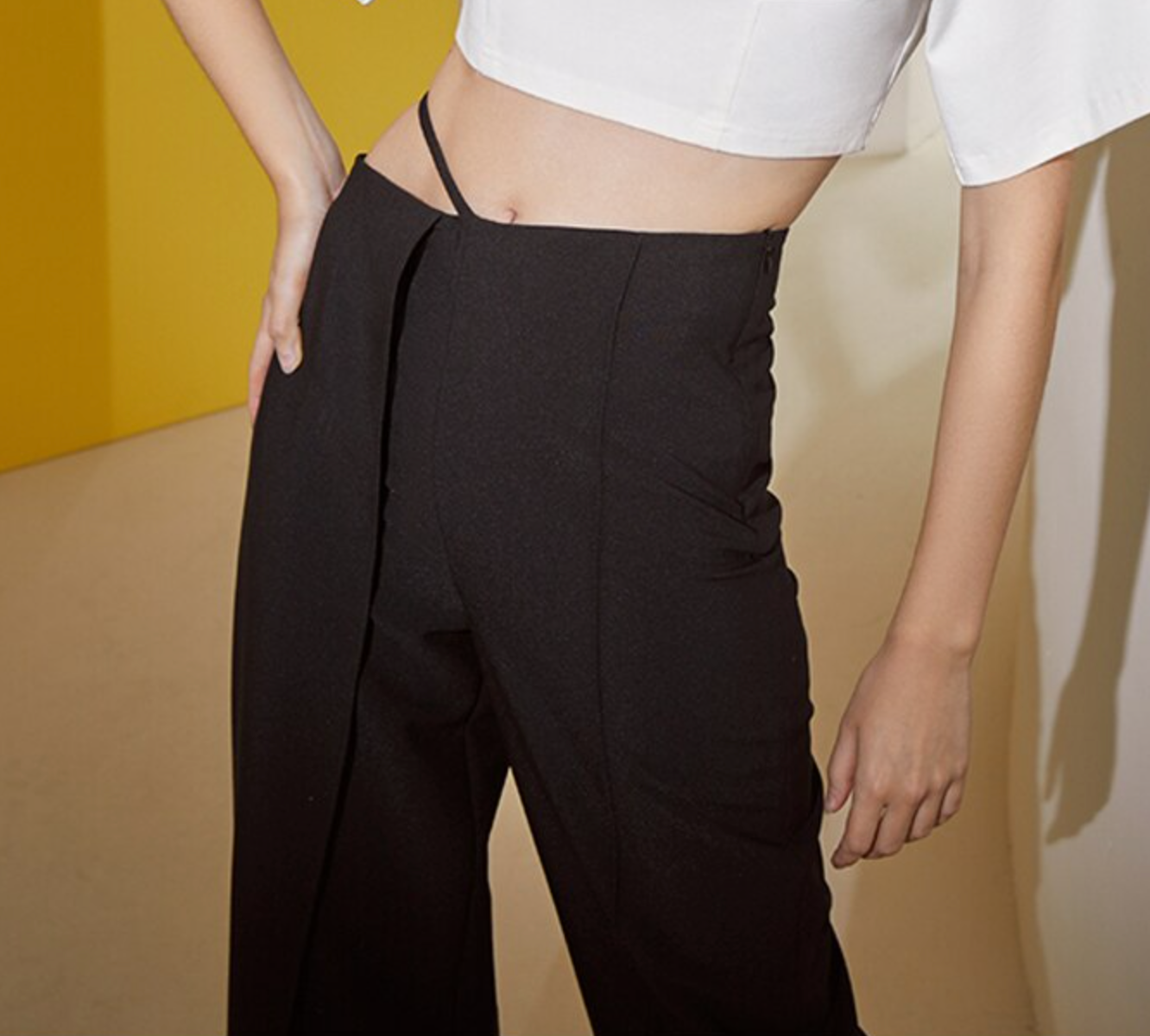 Women's High Waist Irregular Wide Leg Pants