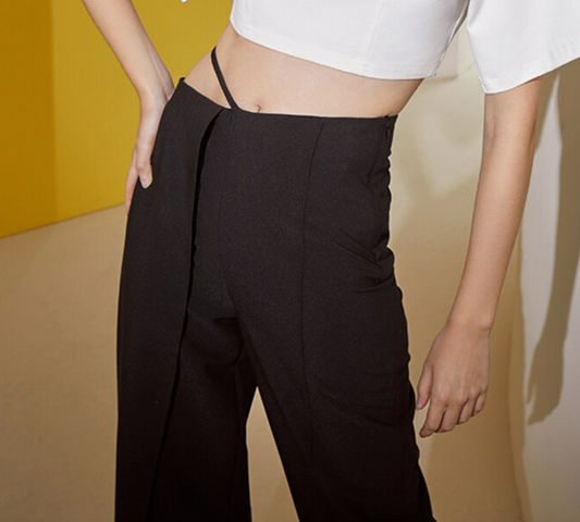 Women's High Waist Irregular Wide Leg Pants