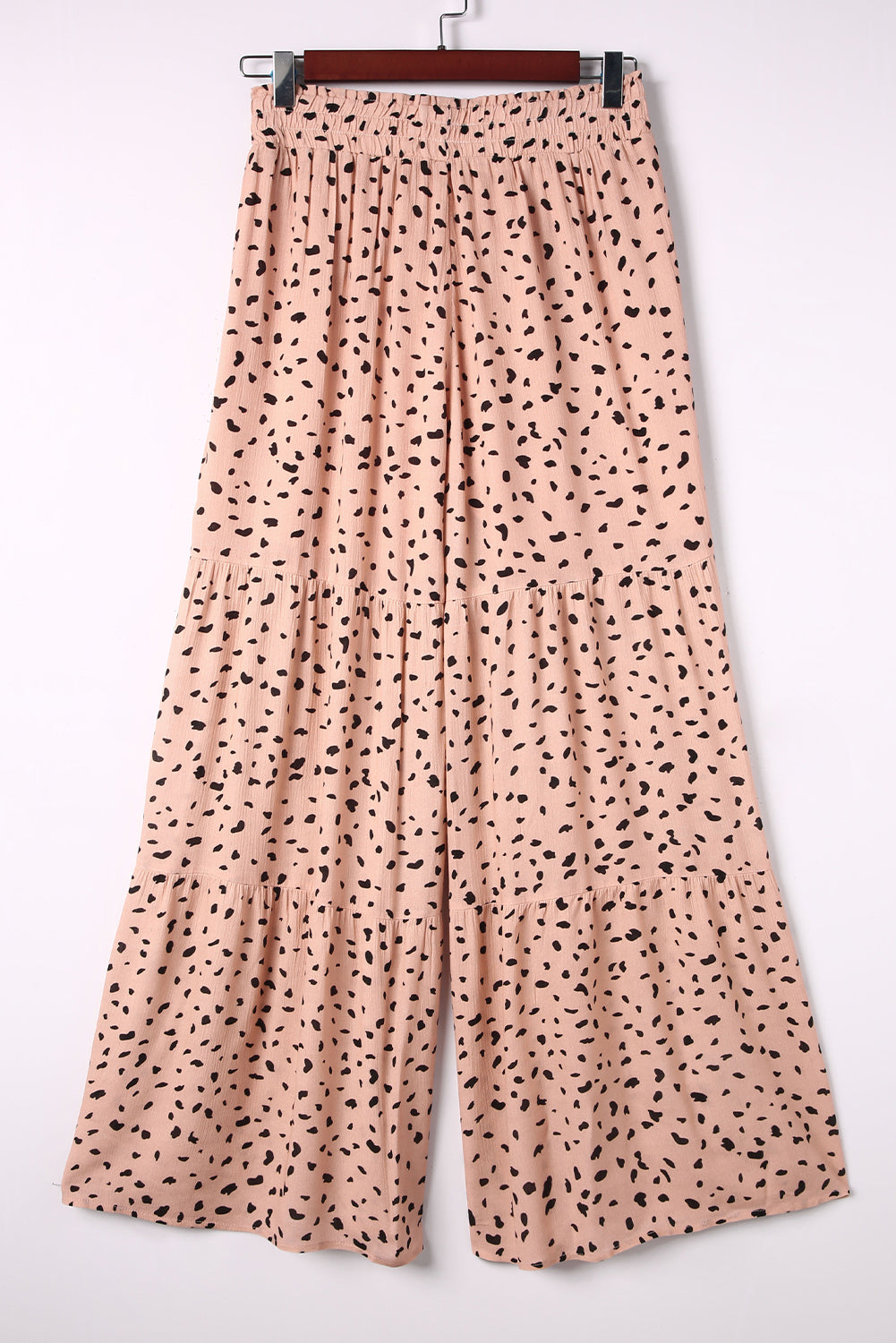 Brown Ruffle Wide Leg Dalmatian Palazzo Pants