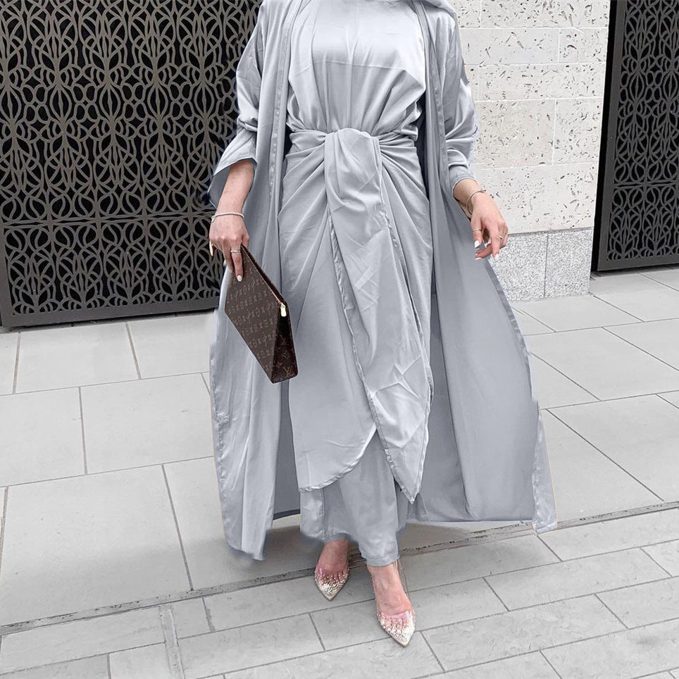 Robe Robe En Satin Costume Trois Pièces Femme