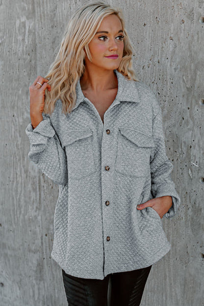 Chaqueta con botones y bolsillo con solapa acolchada retro gris