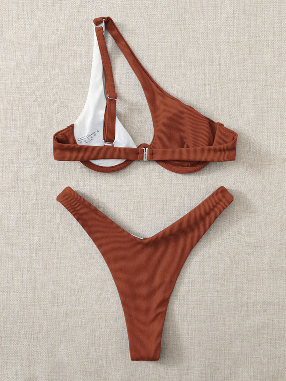 Contrast Single Shoulder Two-Piece Bikini Set