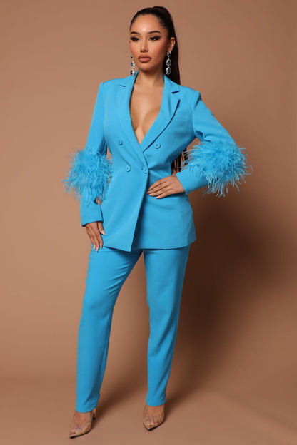 Women's Ostrich Fur Two-piece Lapel