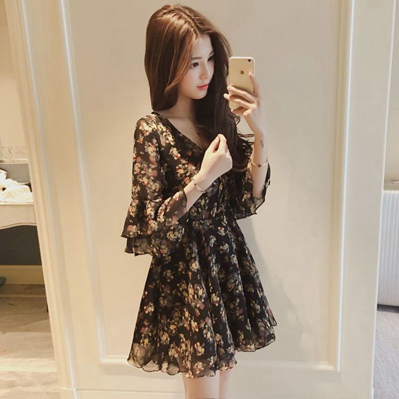 Women's Small Summer Chiffon Floral Dress