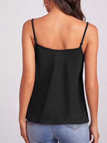 Camisole géométrique à col en V et bretelles spaghetti