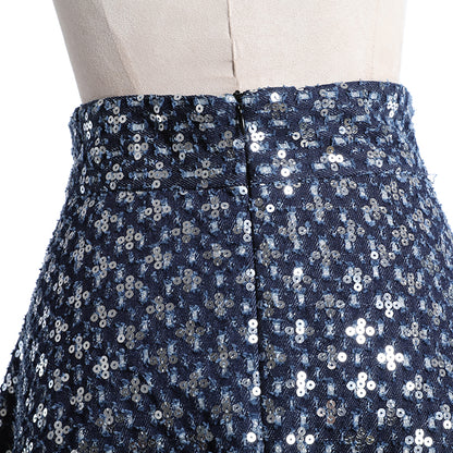 Women's Mid Length Embroidered Denim Skirt