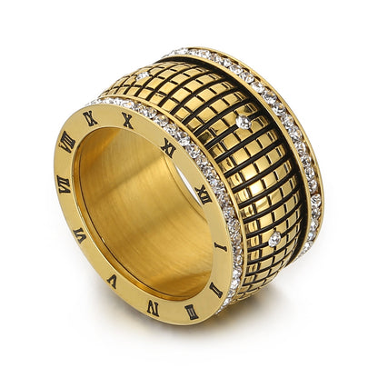 Inlaid Rhinestone Stainless Steel Ring