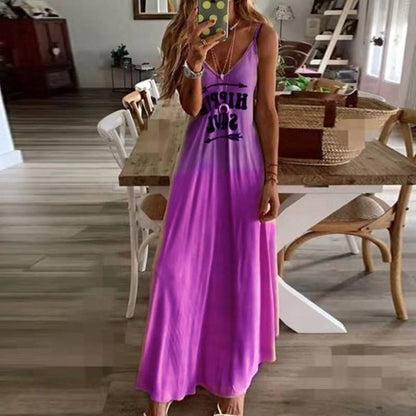 Vestido estampado sin mangas suelto casual para mujer