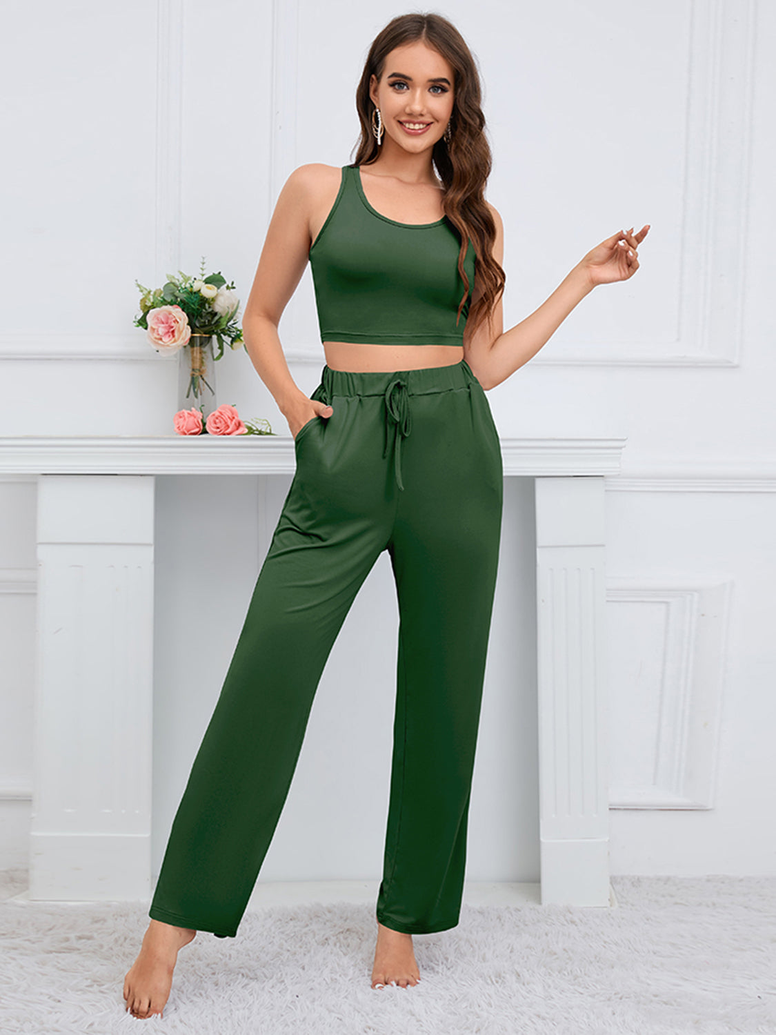 Conjunto de camiseta, cárdigan y pantalón