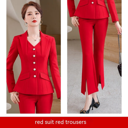 Women's Simple Solid Color Suit Trousers Suit